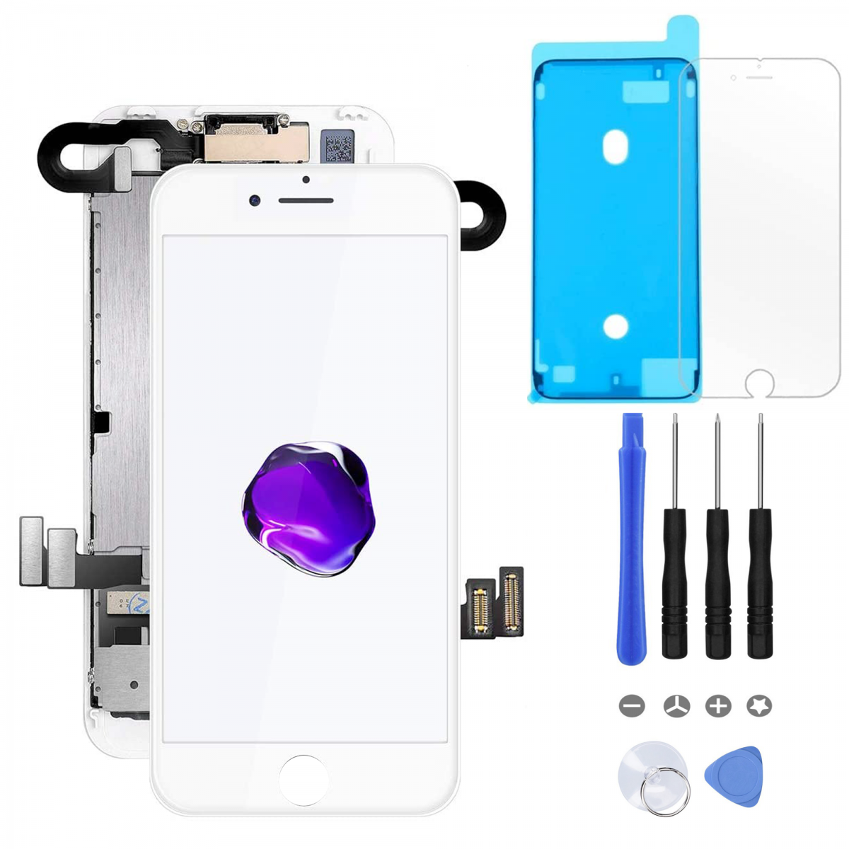 BLOC LCD POUR IPHONE 7 BLANC TOUT ASSEMBLÉ VITRE TACTILE + ECRAN LCD + 1 VERRE TREMPÉ + OUTILS + JOINT