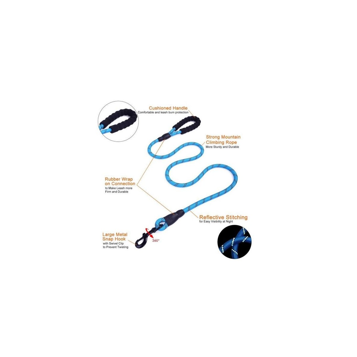 Laisse bleu pour Chien en Nylon Réglable Solide de Haute Qualité Réfléchissant 1,5 m Corde Grands ou Moyens Chiens