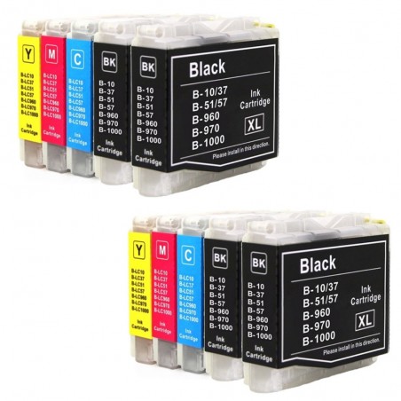 10 Cartouches compatible avec Brother LC1000/970