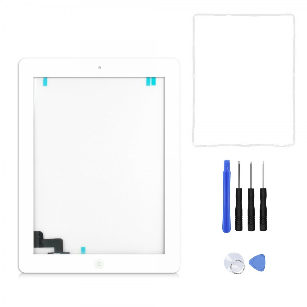 Vitre Tactile pour iPad 2 Blanc Pré Assemblée + Joint Avec Outils