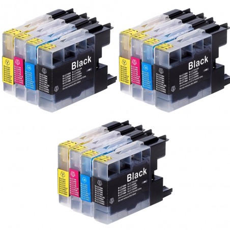 12 Cartouches compatible avec Brother LC1220/LC1240/LC1280