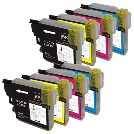 8 Cartouches compatibles avec Brother LC-39/LC975/LC985