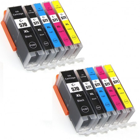 10 Cartouches compatibles Canon PGI-570 CLI-571