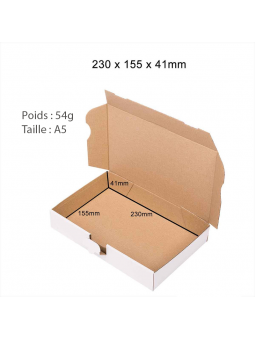 100 Boîtes pour expédition en carton blanc 240x160x45mm