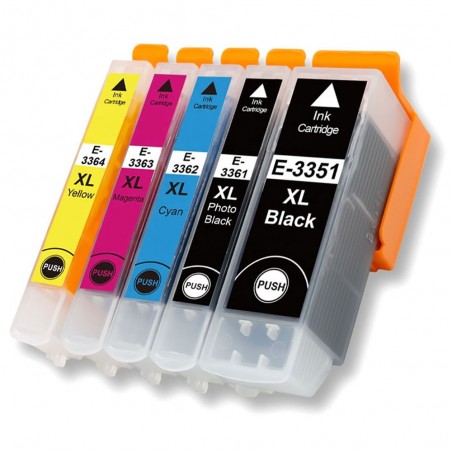 5 Cartouches compatibles avec EPSON T33 XL (Série Orange)