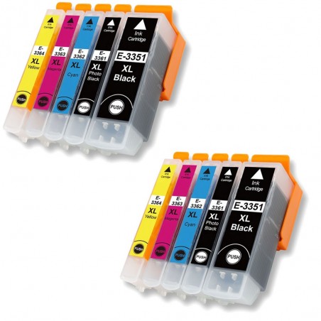 10 Cartouches compatibles avec EPSON T33 XL (Série Orange)