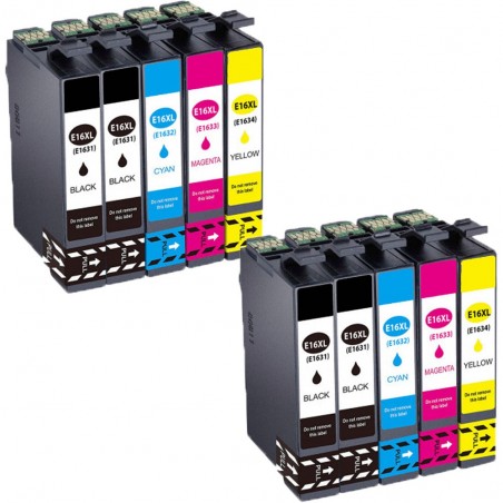 10 Cartouches compatibles EPSON 16XL (Série Stylo Plume)
