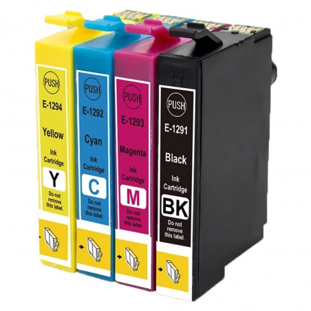 4 Cartouches compatibles avec Epson T1295 (Série Pomme)