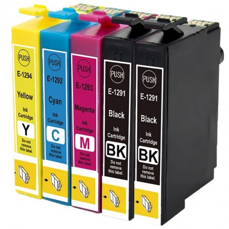 5 Cartouches compatibles avec Epson T1295 (Série Pomme)