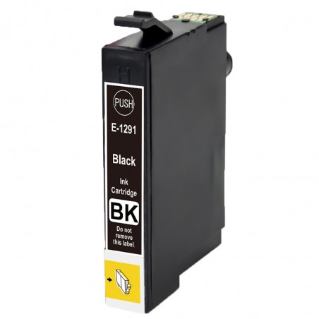 1 Cartouche Noir compatible avec EPSON T1291 (Série Pomme)