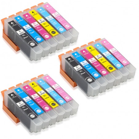 18 Cartouches compatibles avec EPSON 24XL (Série Éléphant)
