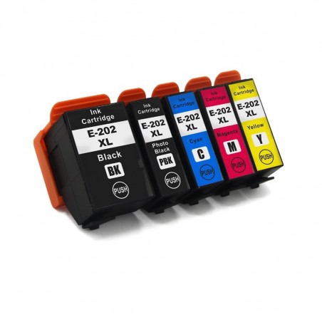 5 cartouches compatibles avec EPSON 202XL (Série Kiwi)