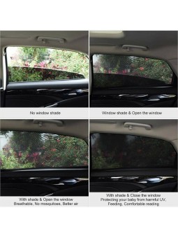 Lot de 2 Pare-Soleil Latéraux maille respirante Mesh pare-soleil de voiture anti-UV 52x120cm
