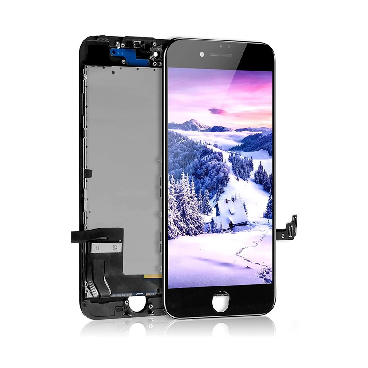 ECRAN LCD POUR IPHONE 7 NOIR + VITRE TACTILE SUR CHASSIS SANS OUTILS