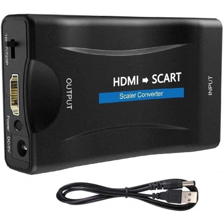 Convertisseur avec cable USB-12V HDMI vers péritel Adaptateur MHL HDMI vers SCART HD soutien NTSC PAL pour SKY HD