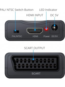 Convertisseur avec cable USB-12V HDMI vers péritel Adaptateur MHL HDMI vers SCART HD soutien NTSC PAL pour SKY HD
