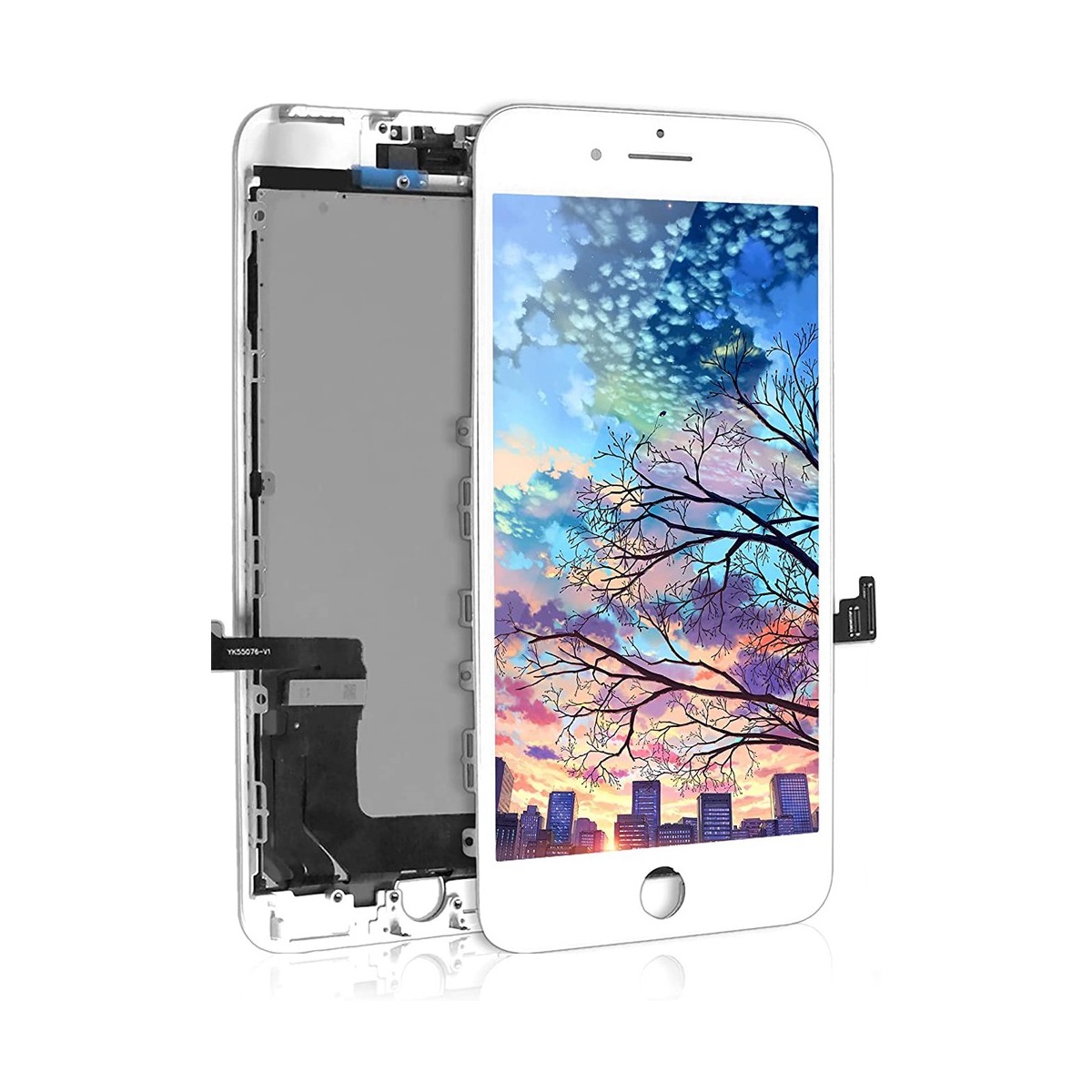 ECRAN LCD POUR IPHONE 7 PLUS BLANC + VITRE TACTILE SUR CHASSIS SANS OUTILS