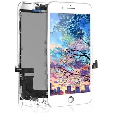 ECRAN LCD POUR IPHONE 7 PLUS BLANC + VITRE TACTILE SUR CHASSIS SANS OUTILS