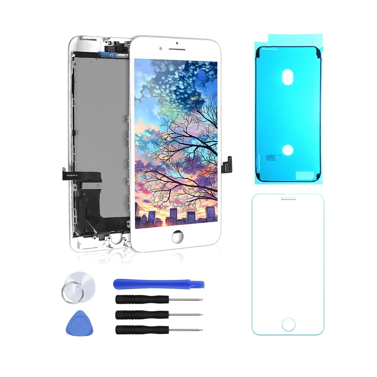 ECRAN LCD POUR IPHONE 7 PLUS BLANC + VITRE TACTILE SUR CHASSIS + KIT OUTILS + 1 VERRE TREMPÉ + JOINT ECRAN LCD POUR IPHONE 7 PLUS BLANC + VITRE TACTILE SUR CHASSIS + KIT OUTILS + 1 VERRE TREMPÉ + JOINT