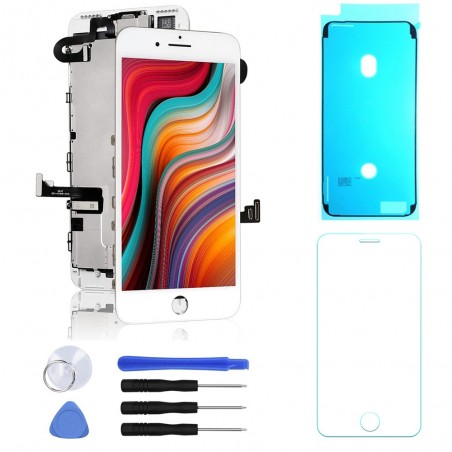 BLOC LCD POUR IPHONE 7 PLUS BLANC TOUT ASSEMBLÉ VITRE TACTILE + ECRAN LCD REMPLACEMENT + OUTILS + VERRE TREMPE + JOINT