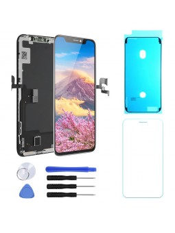 ECRAN OLED LCD VITRE TACTILE SUR CHASSIS POUR IPHONE XS NOIR AVEC OUTILS + VERRE TREMPE + JOINT'