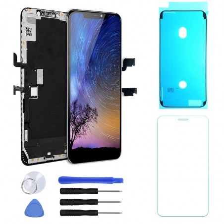 ECRAN TFT INCELL LCD VITRE TACTILE SUR CHASSIS POUR IPHONE XS MAX NOIR + OUTILS + VERRE +JOINT