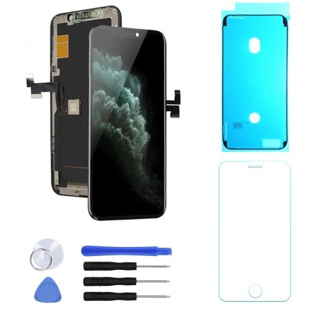 ECRAN LCD POUR IPHONE 11 PRO OLED NOIR VITRE TACTILE SUR CHASSIS + OUTILS + JOINT + VERRE