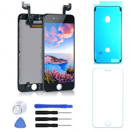 ECRAN LCD POUR IPHONE 6S NOIR RETINA + VITRE TACTILE COMPLET SUR CHASSIS + OUTILS + VERRE + JOINT