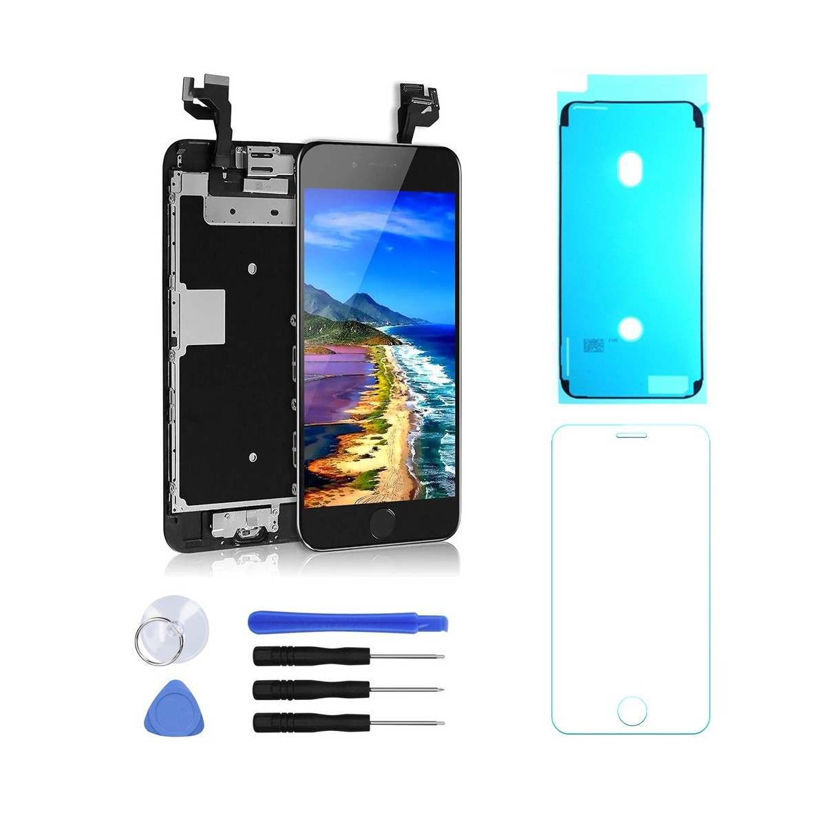 BLOC LCD POUR IPHONE 6S NOIR ASSEMBLE VITRE TACTILE + ECRAN LCD + 1 VERRE TREMPÉ + JOINT BLOC LCD POUR IPHONE 6S NOIR ASSEMBLE VITRE TACTILE + ECRAN LCD + 1 VERRE TREMPÉ + JOINT