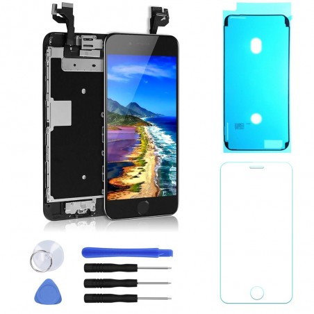 BLOC LCD POUR IPHONE 6S NOIR ASSEMBLE VITRE TACTILE + ECRAN LCD + 1 VERRE TREMPÉ + JOINT
