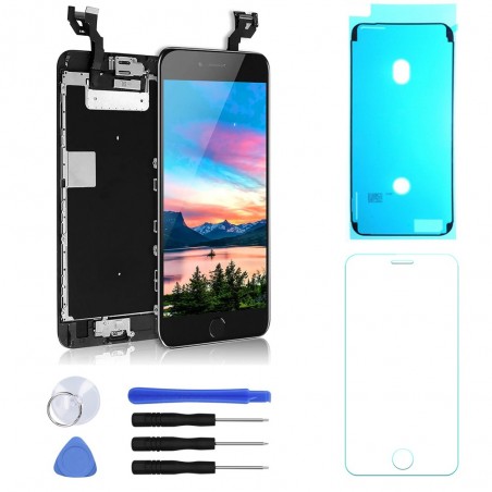 BLOC LCD POUR IPHONE 6S PLUS NOIR TOUT ASSEMBLÉ VITRE TACTILE + ECRAN LCD + 1 VERRE TREMPÉ + JOINT