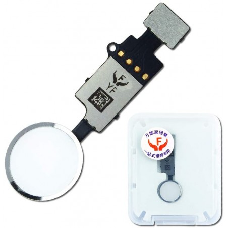 Bouton home fonctionnel (non factice) blanc-argent compatible iPhone 8 Plus