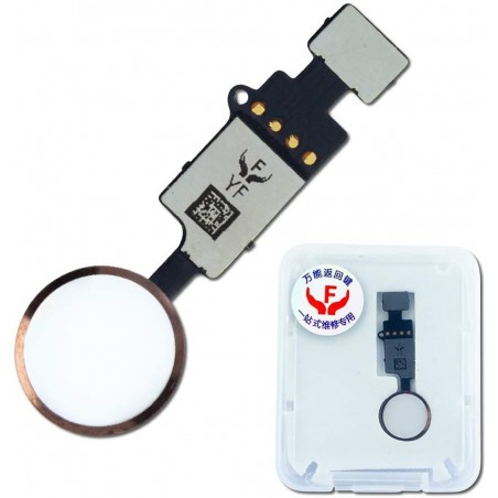 Bouton home fonctionnel (non factice) blanc-or compatible iPhone 8 Plus