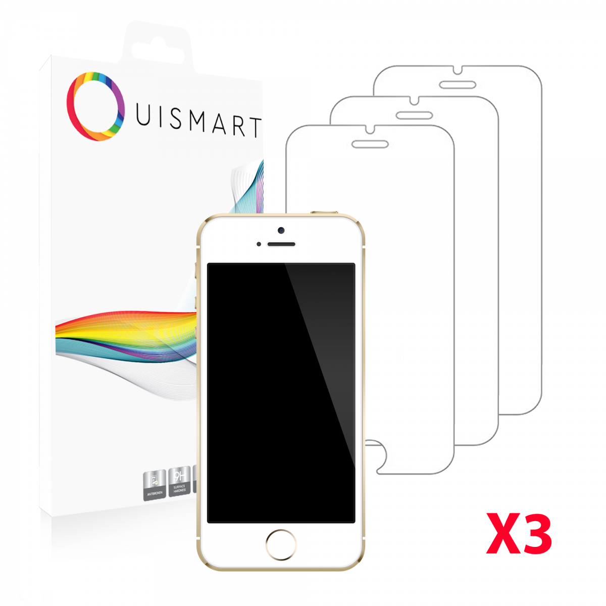 Lot de 3 Verres Trempés Pour iPhone 5 / 5C / 5S / SE 2016 Avec Blister Lot de 3 Verres Trempés Pour iPhone 5 / 5C / 5S / SE 2016 Avec Blister