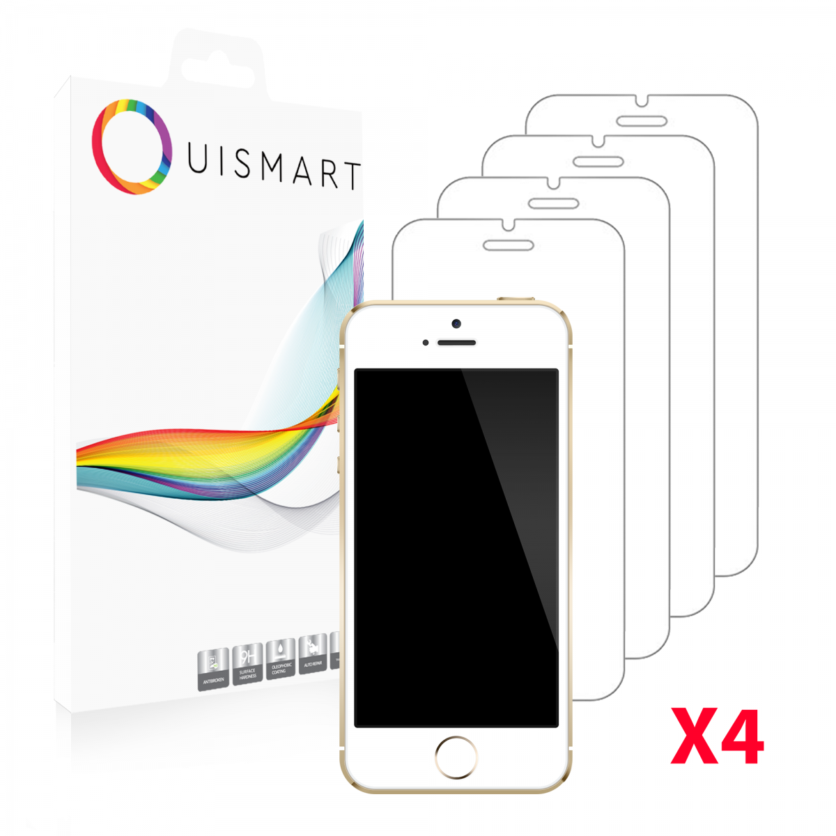 Lot de 4 Verres Trempés Pour iPhone 5 / 5C / 5S / SE 2016 Avec Blister Lot de 4 Verres Trempés Pour iPhone 5 / 5C / 5S / SE 2016 Avec Blister