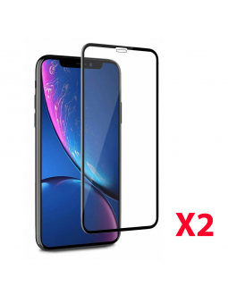 2 Verre trempé pour iPhone Xr 5D Noir