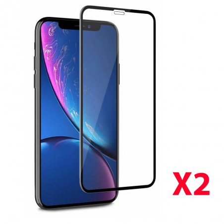 2 Verre trempé pour iPhone Xr 5D Noir