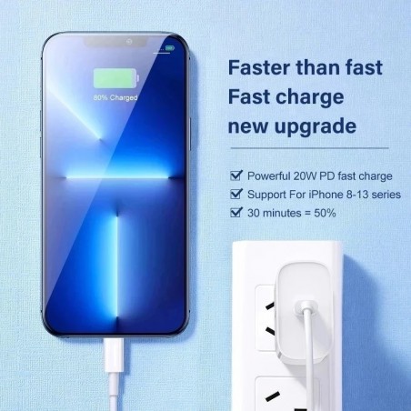 Câble de Données Chargeur USB Type-C PD compatible iPhone Blanc