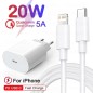 Pack Chargeur 20W Type-C avec câble pour iPhone Quick Charge PD Pack Chargeur 20W Type-C avec câble pour iPhone Quick Charge PD