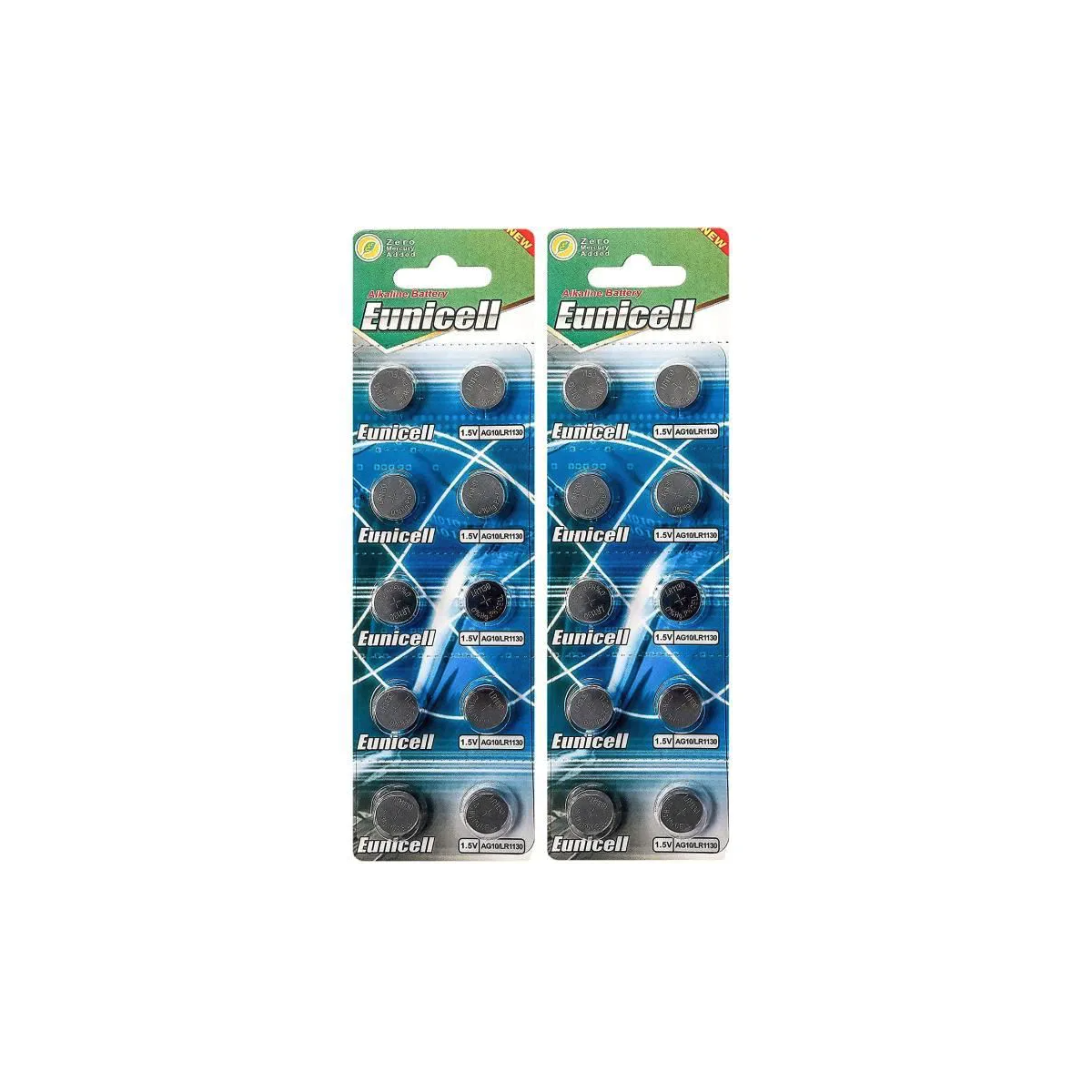 Lot de 20 Piles EUNICELL AG10 LR1130 LR54 Lot de 20 Piles EUNICELL AG10 LR1130 LR54