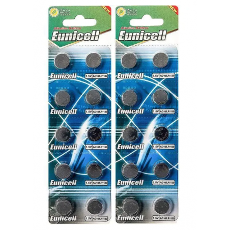 Lot de 20 Piles EUNICELL AG10 LR1130 LR54
