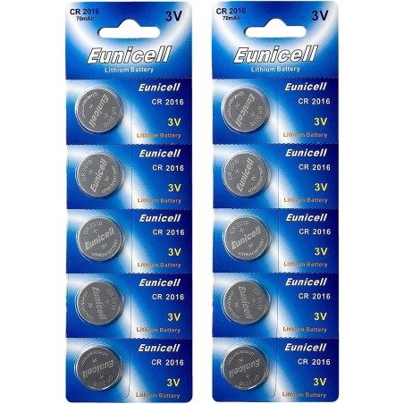 Lot de 10 Piles EUNICELL CR2016