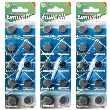 Lot de 30 Piles EUNICELL AG10 LR1130 LR54