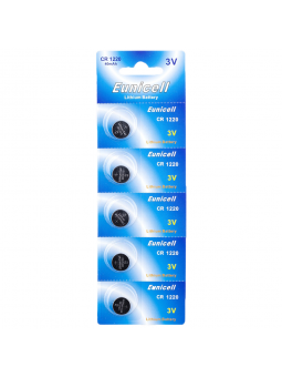 Lot de 5 Piles EUNICELL Lithium CR1220 BR1220 DL1220 ECR1220 PA 5012LC