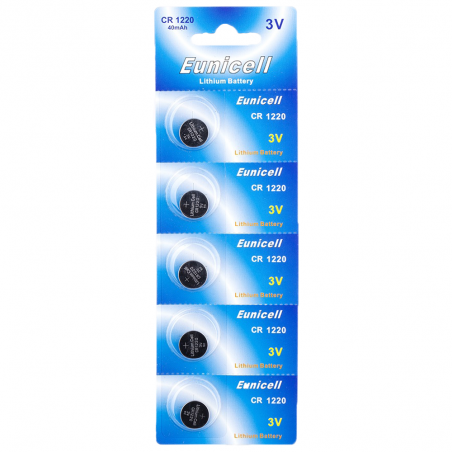 Lot de 5 Piles EUNICELL Lithium CR1220 BR1220 DL1220 ECR1220 PA 5012LC