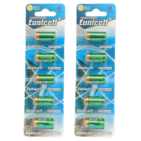 Lot de 10 Piles Alcaline 4LR44 4AG13 6V Eunicell