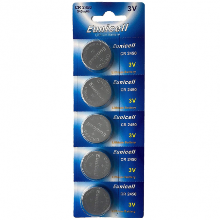 Lot de 5 Piles EUNICELL CR2450 CR 2450 DL2450 ECR2450 BR2450 5029LC
