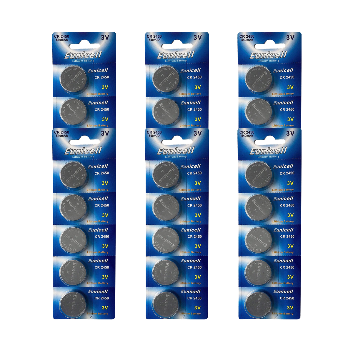 Lot de 30 Piles EUNICELL CR2450 CR 2450 DL2450 ECR2450 BR2450 5029LC Lot de 30 Piles EUNICELL CR2450 CR 2450 DL2450 ECR2450 BR2450 5029LC