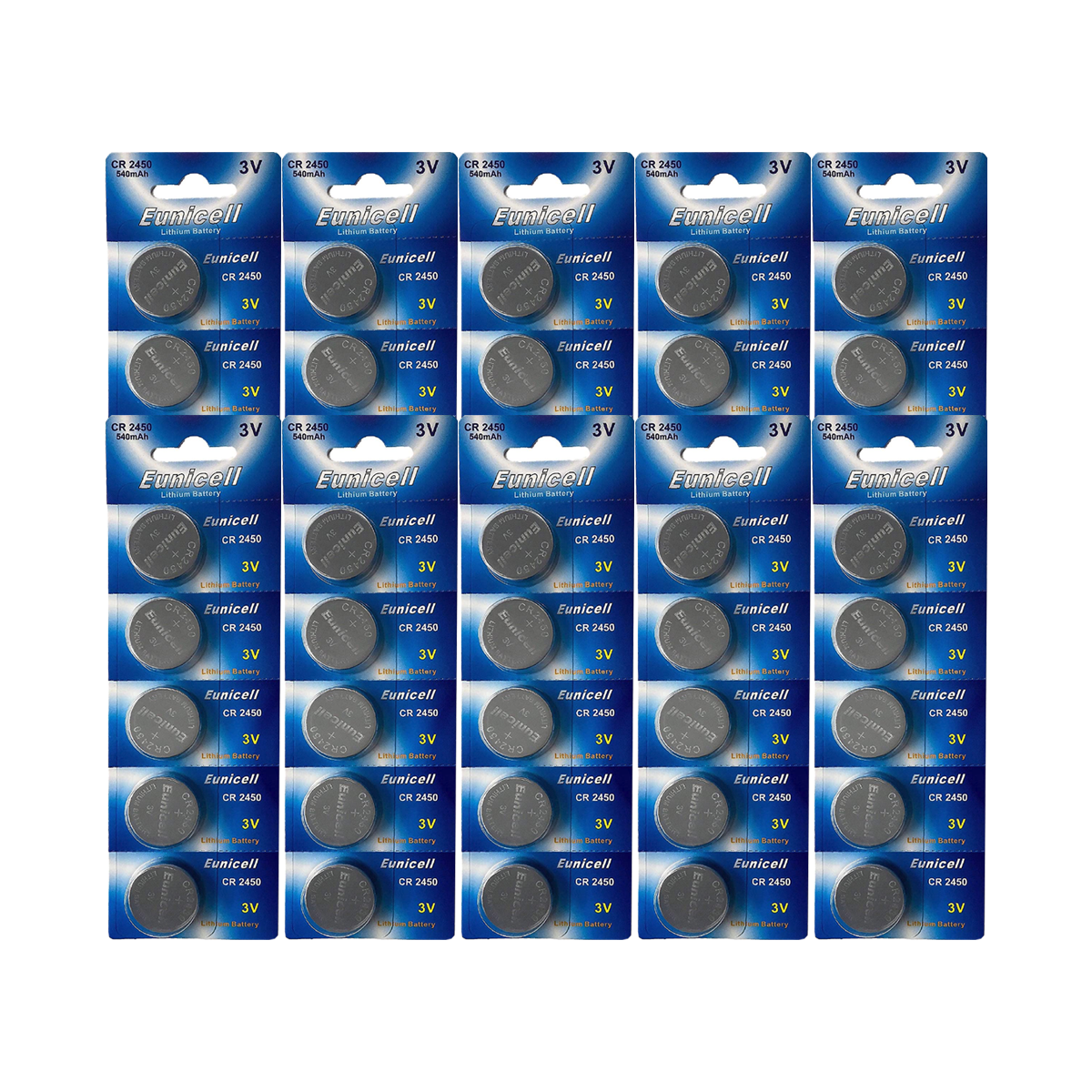 Lot de 50 Piles EUNICELL CR2450 CR 2450 DL2450 ECR2450 BR2450 5029LC Lot de 50 Piles EUNICELL CR2450 CR 2450 DL2450 ECR2450 BR2450 5029LC