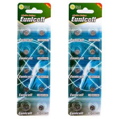 Lot de 20 Piles EUNICELL AG3 / 392 / LR41 / SR41SW